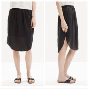Madewell Womens Black 100% Silk Island Midi Pencil Skirt‎ Black Pockets XS